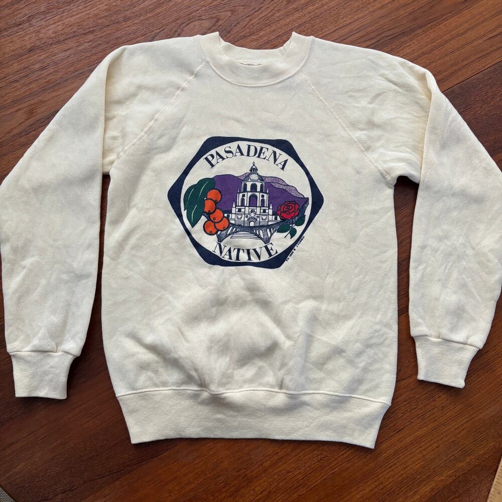 Vintage 1980's Hanes Pasadena Native yellow adult sweatshirt size S - 1986 - Picture 1 of 8